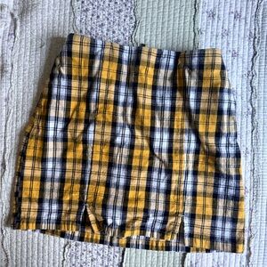 Hollister Yellow and Black Plaid Mini Skirt